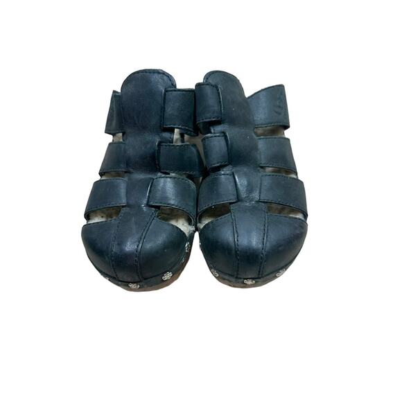 Ugg Fisherman Ore Clogs Sherpa lined Gaucho Black Shoes Sandals Size 5 - Picture 4 of 6